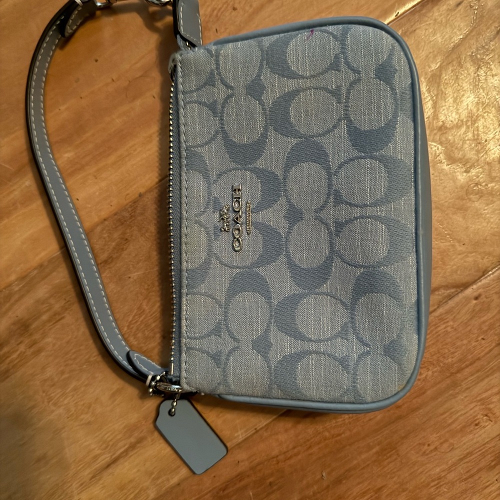 Coach Light Blue Signature Wristlet